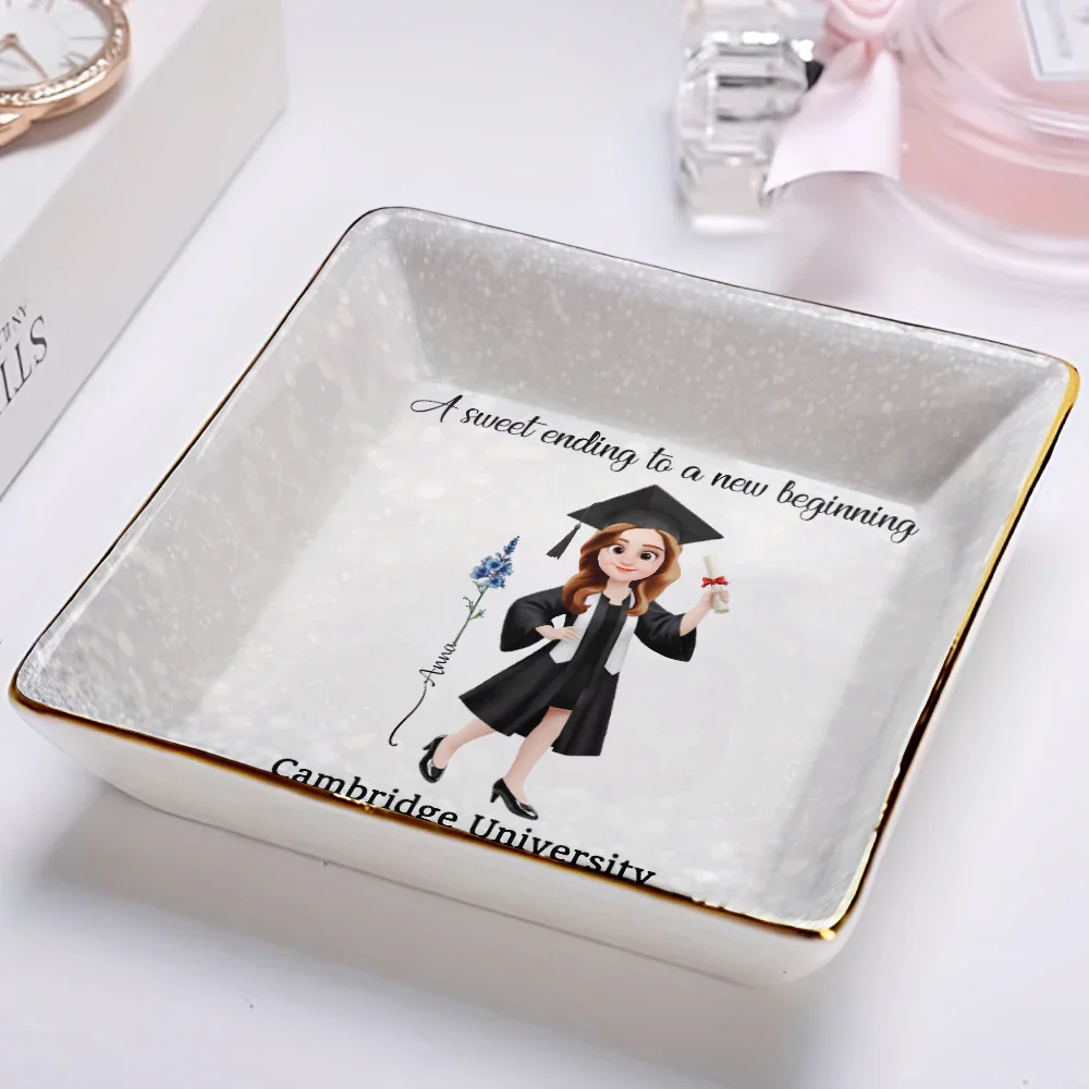 Graduation A Sweet Ending To A New Beginning - Personalized Ring Dish - Image 2