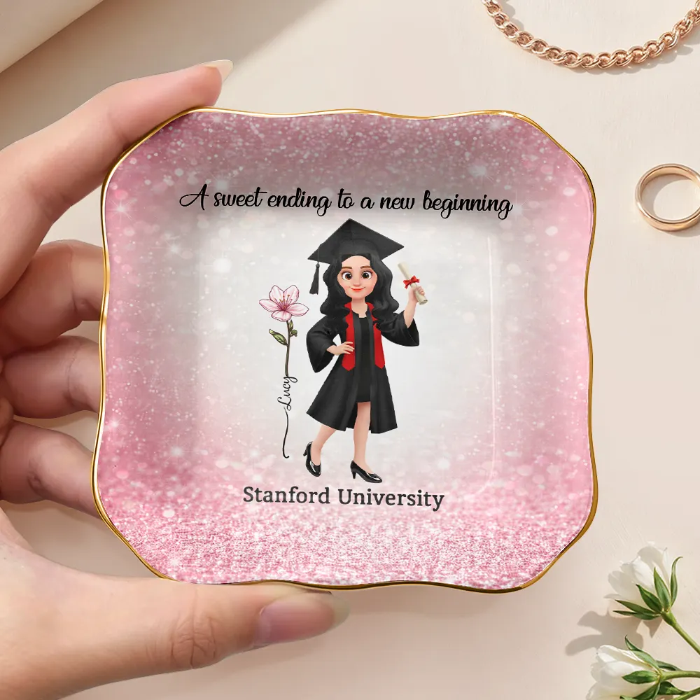 Graduation A Sweet Ending To A New Beginning - Personalized Ring Dish - Image 3
