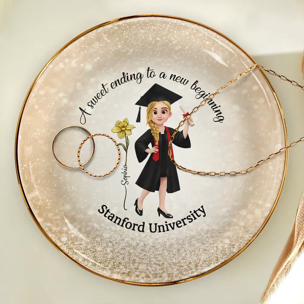Graduation A Sweet Ending To A New Beginning - Personalized Ring Dish - Image 4