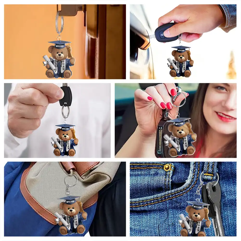 Graduation Bear 3D Effect - Personalized Acrylic Keychain - Image 7