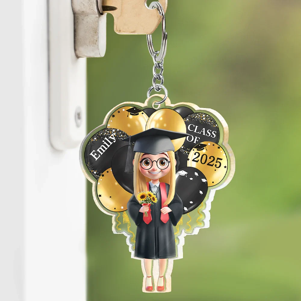 Graduation Celebration Balloons Cute 3D Effect - Personalized Acrylic Keychain - Image 3