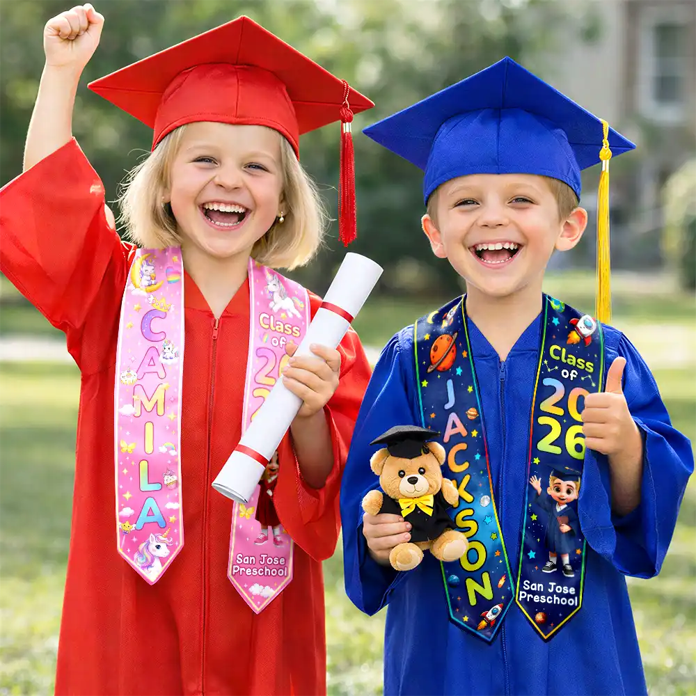 Graduation Kid Dinosaur Unicorn - Personalized Kid Graduation Stole - Image 4