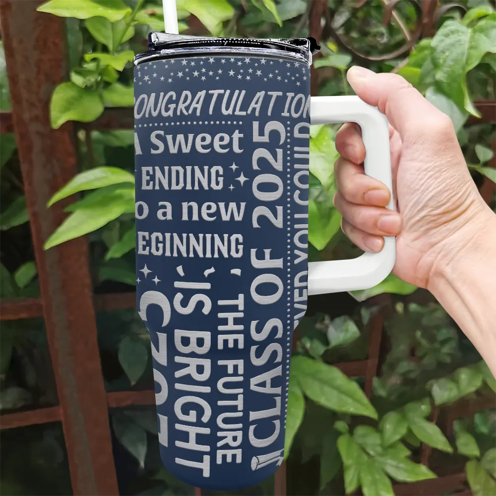 Graduation The Adventure Begins - Personalized 40oz Tumbler With Straw - Image 2