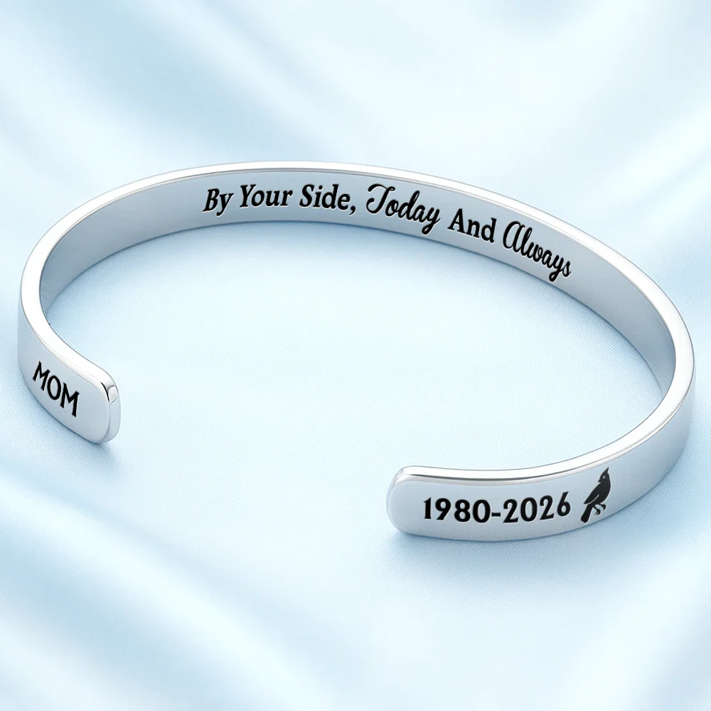Graduation Walking Beside You Memorial - Personalized Bangle Bracelet Cuff - Image 2