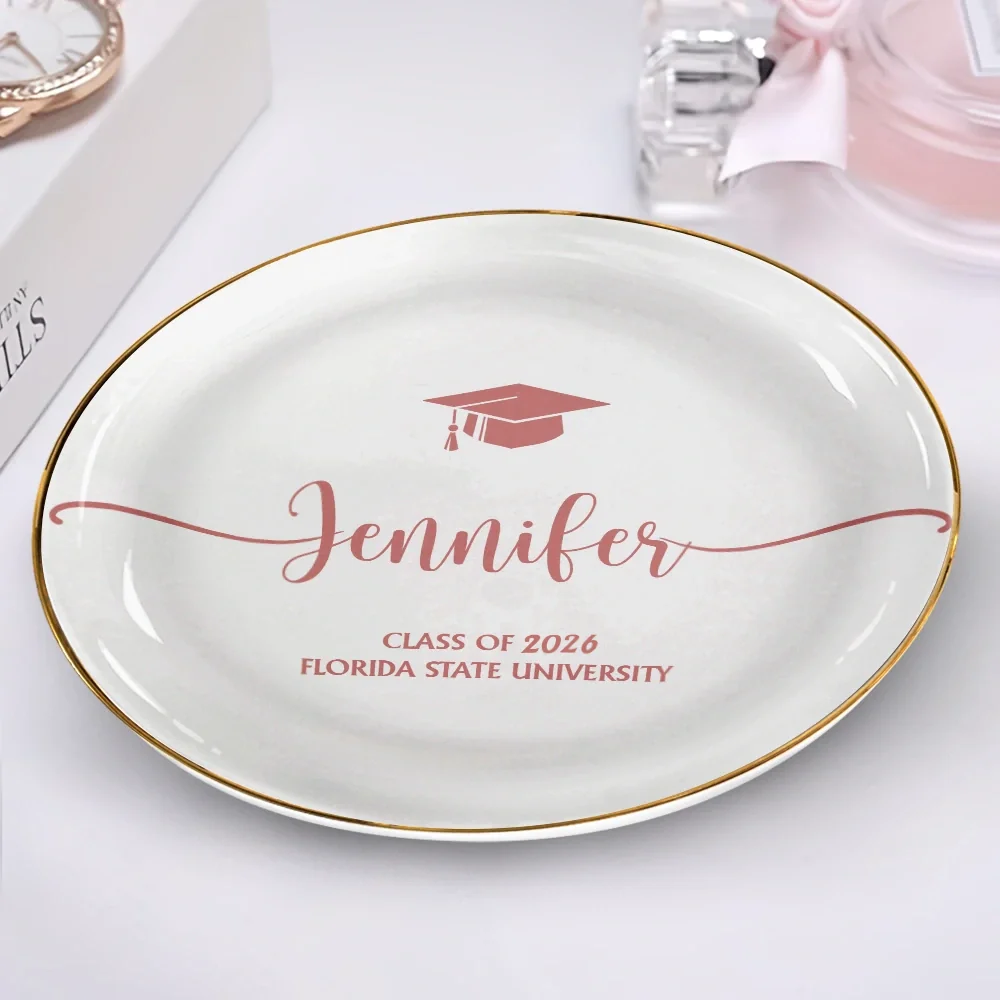 Graduation Your Name School Year - Personalized Round Ring Dish - Image 2