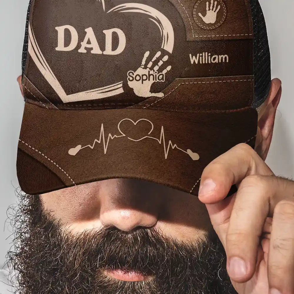 Grandad Dad Mum Kids Handprints - Personalised Trucker Cap - Image 3