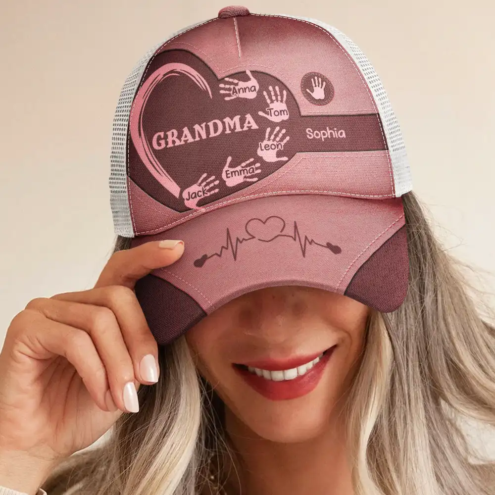 Grandad Dad Mum Kids Handprints - Personalised Trucker Cap - Image 5