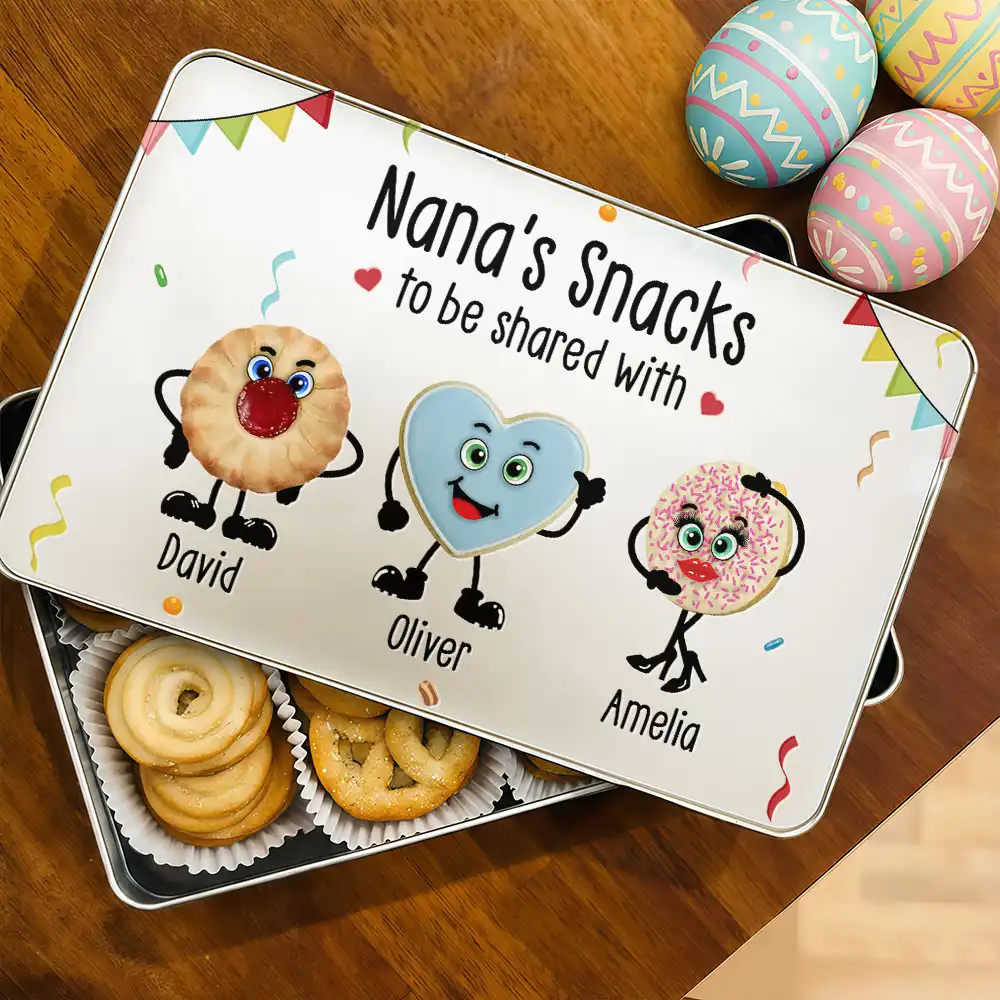 Grandad's Biscuits To Be Shared With The Grandkids - Personalized Metal Biscuit Tin - Image 2