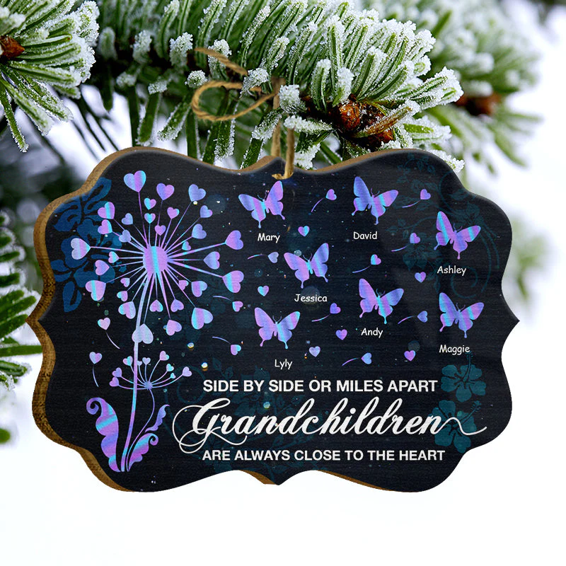 Grandchildren Are Always Close To The Heart Butterfly - Gift For Grandma - Personalized Custom Wooden Ornament - Image 3