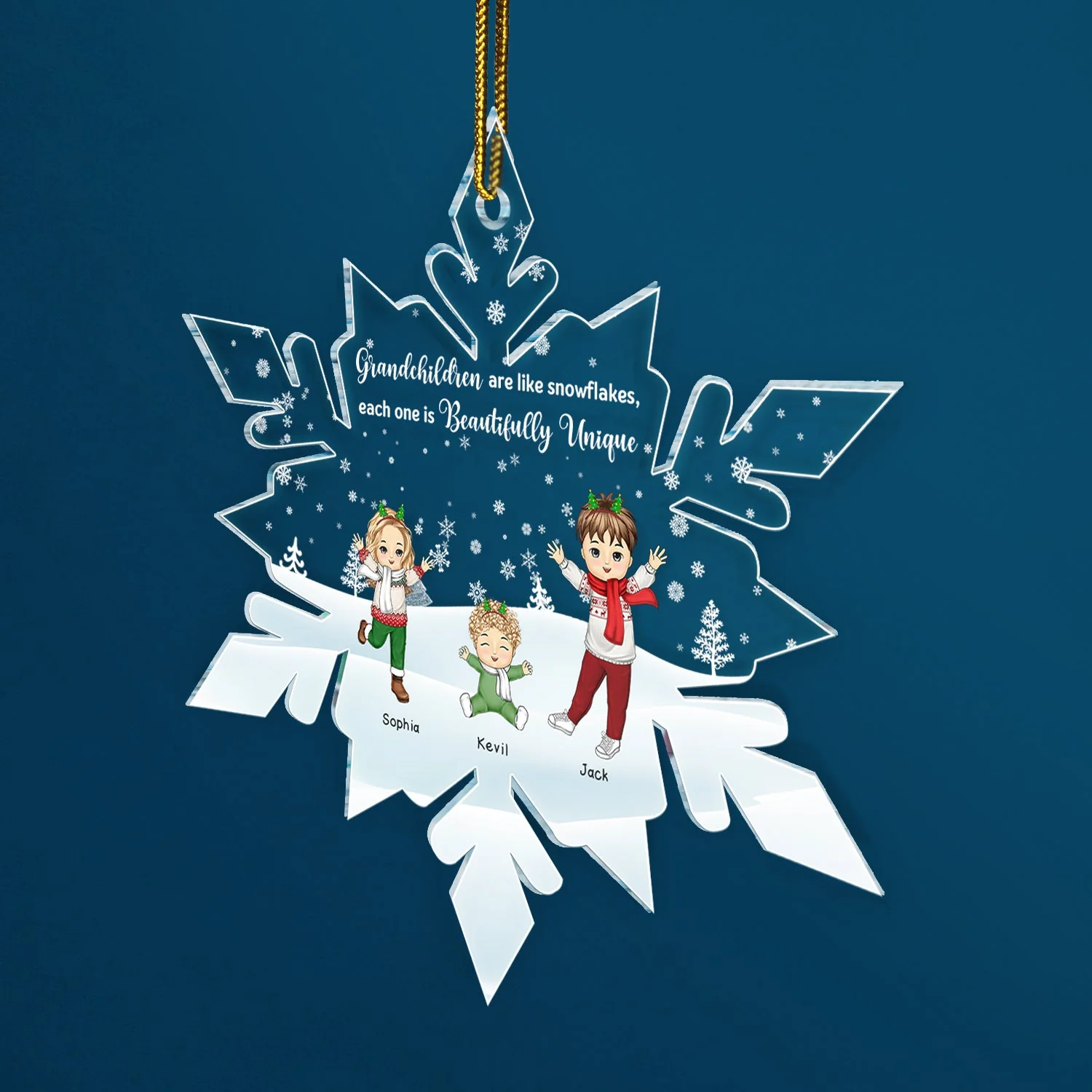 Grandchildren Are Like Snowflakes - Christmas Gift For Grandparents, Grandma, Grandpa, Family - Personalized Custom Shaped Acrylic Ornament - Image 2