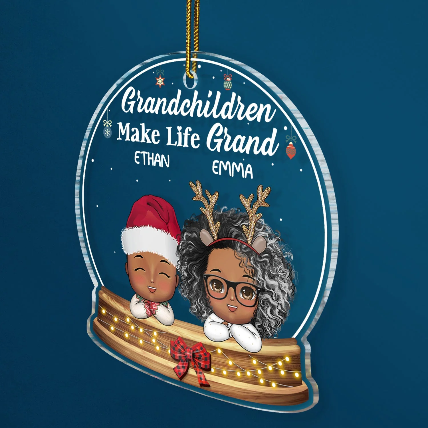 Grandchildren Make Life Grand - Christmas, Loving Gift For Grandpa, Grandma, Grandparents - Personalized Custom Shaped Acrylic Ornament - Image 2