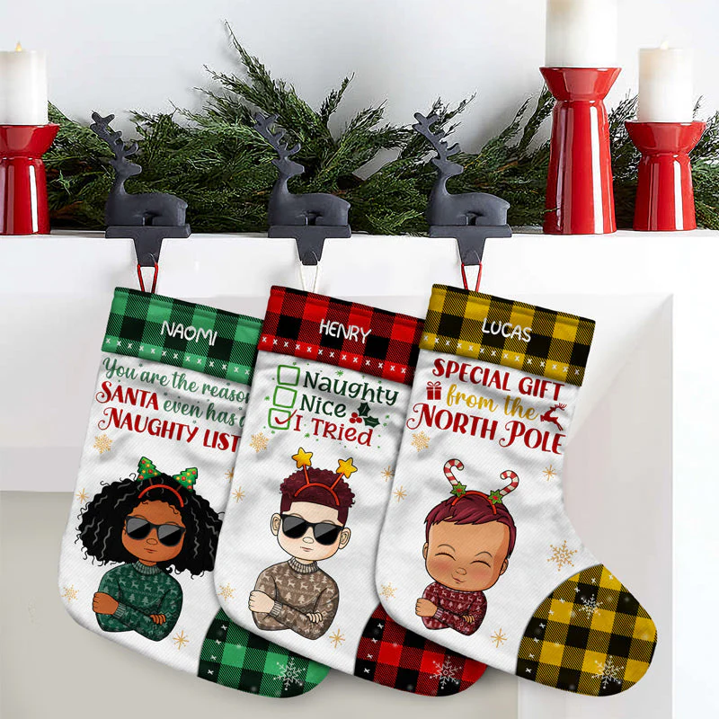 Grandchildren Special Gift From The North Pole - Christmas Gift For Family - Personalized Custom Christmas Stocking - Image 3