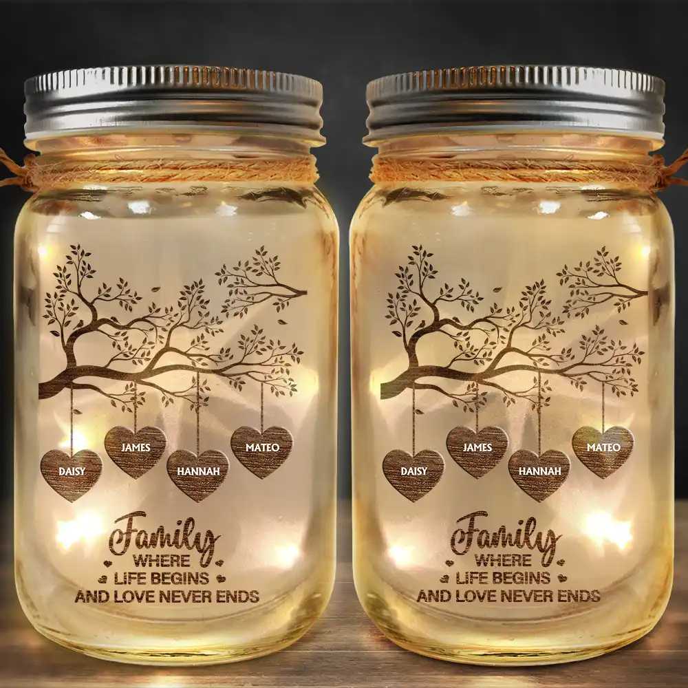 Grandchildren The Greatest Blessing - Personalized Mason Jar Light - Image 2