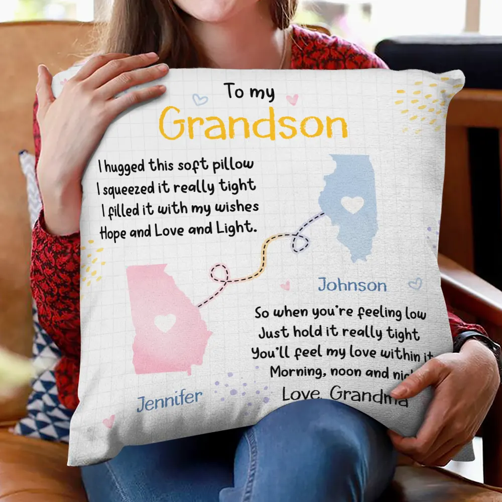 Granddaughter Grandson Hug This Pillow Long Distance - Personalized Pillow - Image 2