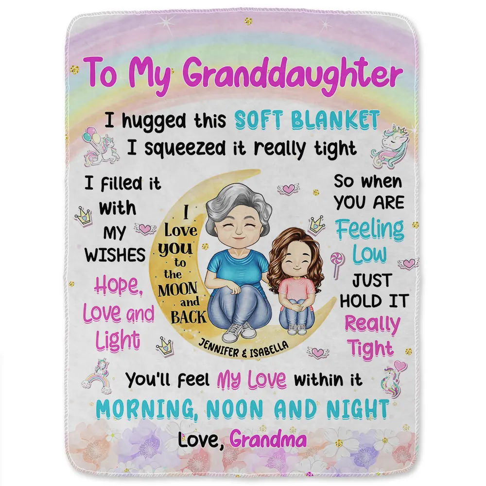 Granddaughter Grandson Hug This Soft Blanket - Personalized Fleece Blanket, Sherpa Blanket - Image 2