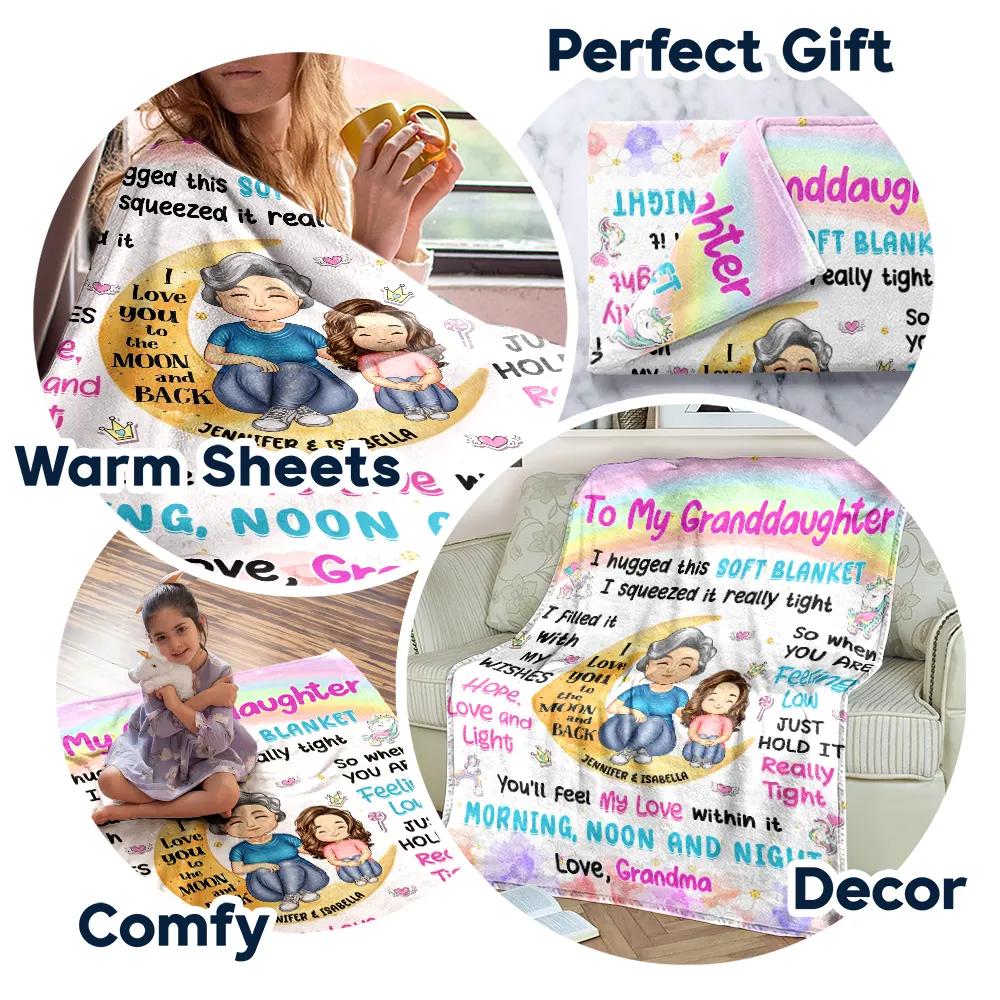 Granddaughter Grandson Hug This Soft Blanket - Personalized Fleece Blanket, Sherpa Blanket - Image 7