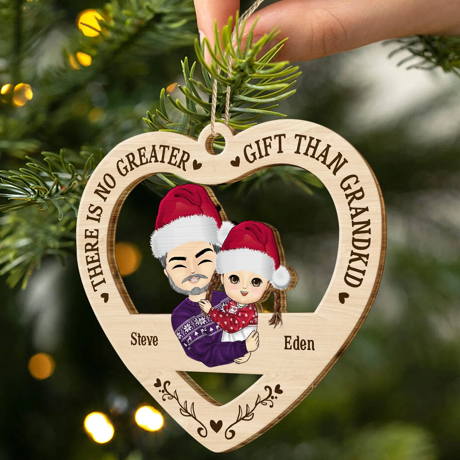 Grandkid I Love You Forever & Always - Christmas Gift For Grandma, Grandpa - Personalized Wooden Cutout Ornament - Image 2