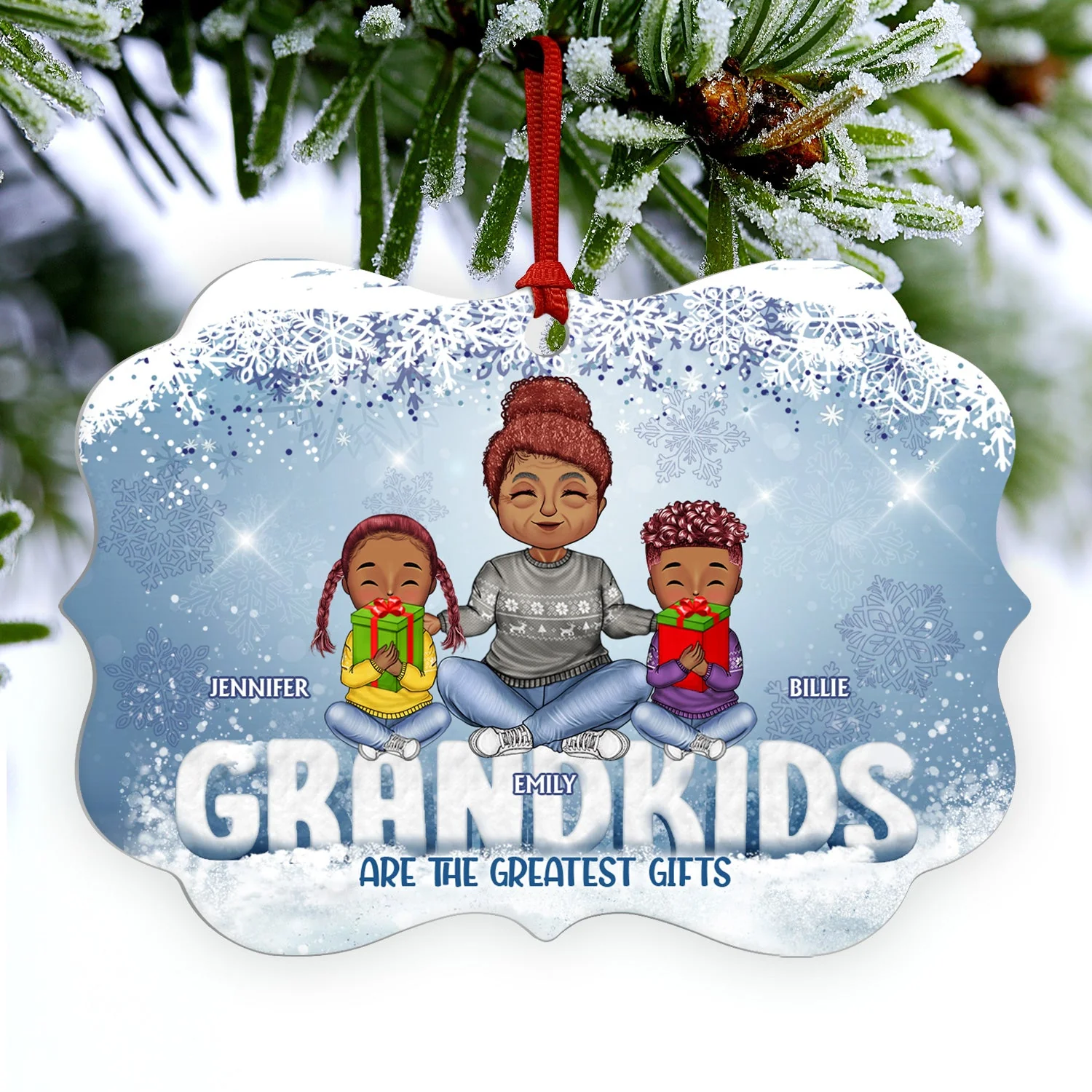Grandkids Are The Greatest Gifts - Christmas Gift For Grandma - Personalized Custom Aluminum Ornament - Image 3