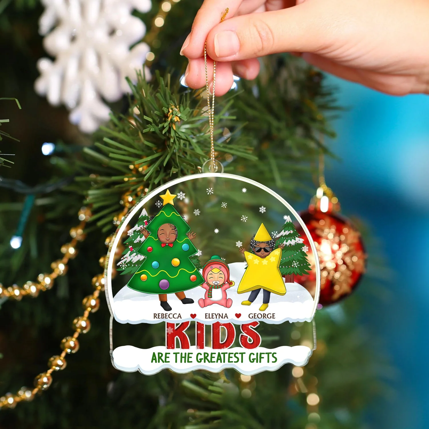 Grandkids Are The Greatest Gifts - Christmas Gift For Grandpa, Grandma, Grandparents - Personalized Custom Shaped Acrylic Ornament - Image 4