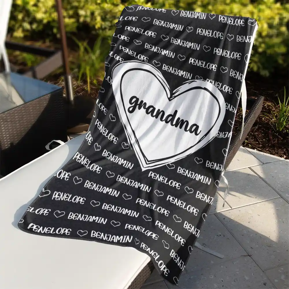 Grandkids, Kids Names For Grandma, Mom - Personalized Beach Towel - Image 3