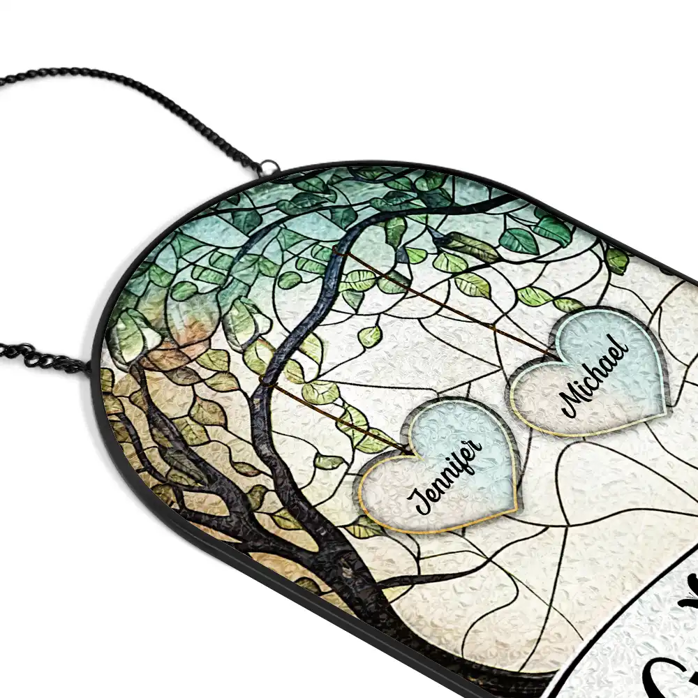 Grandkids Make Life More Grand - Personalized Rounded Rectangle Stained Glass Suncatcher - Image 2