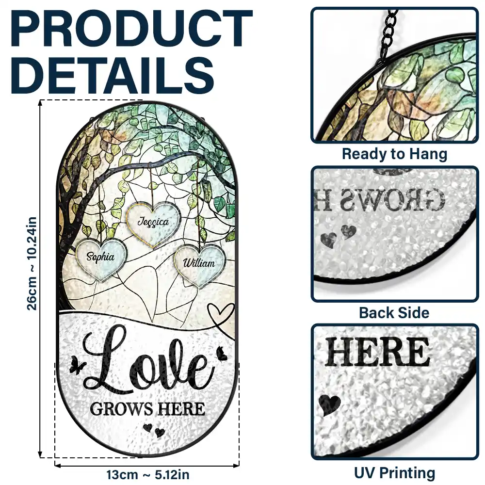 Grandkids Make Life More Grand - Personalized Rounded Rectangle Stained Glass Suncatcher - Image 3