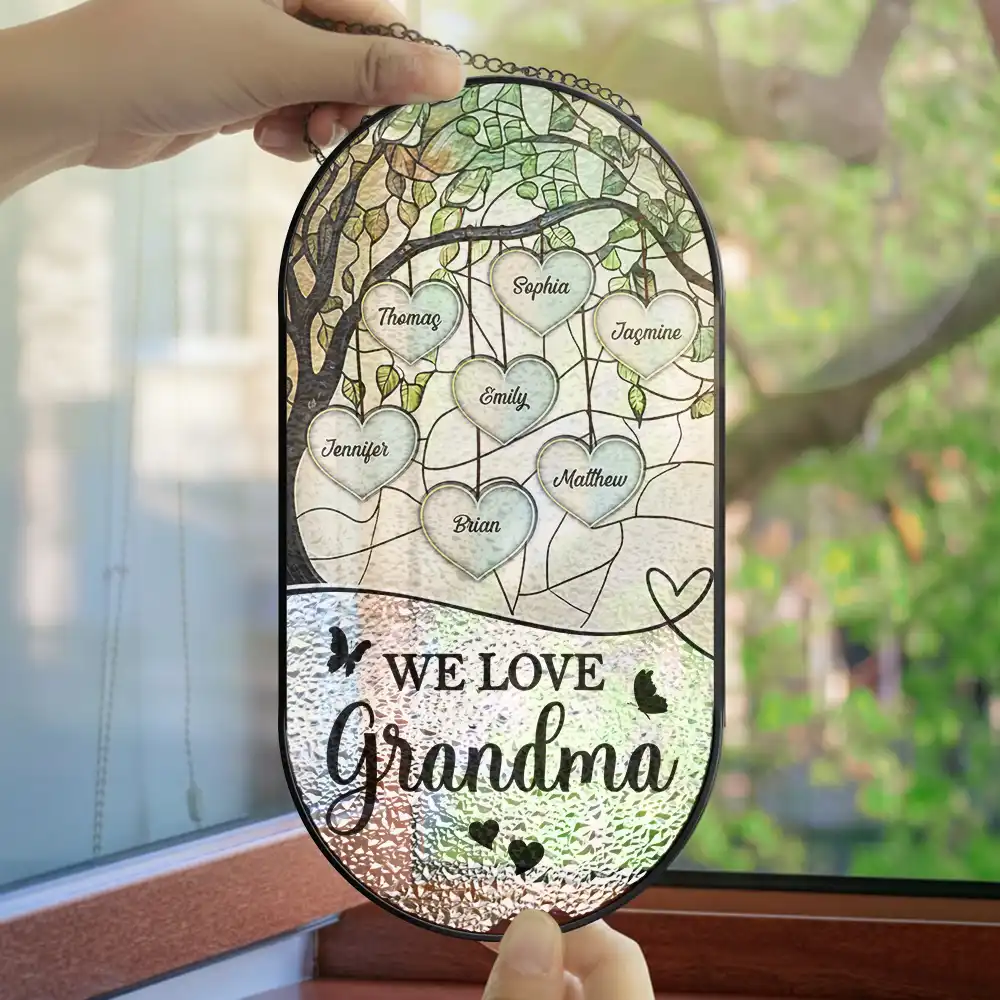 Grandkids Make Life More Grand - Personalized Rounded Rectangle Stained Glass Suncatcher - Image 4