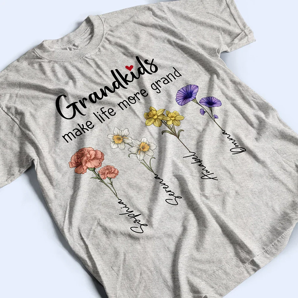 Grandkids Make Life More Grand - Personalized T Shirt - Image 3
