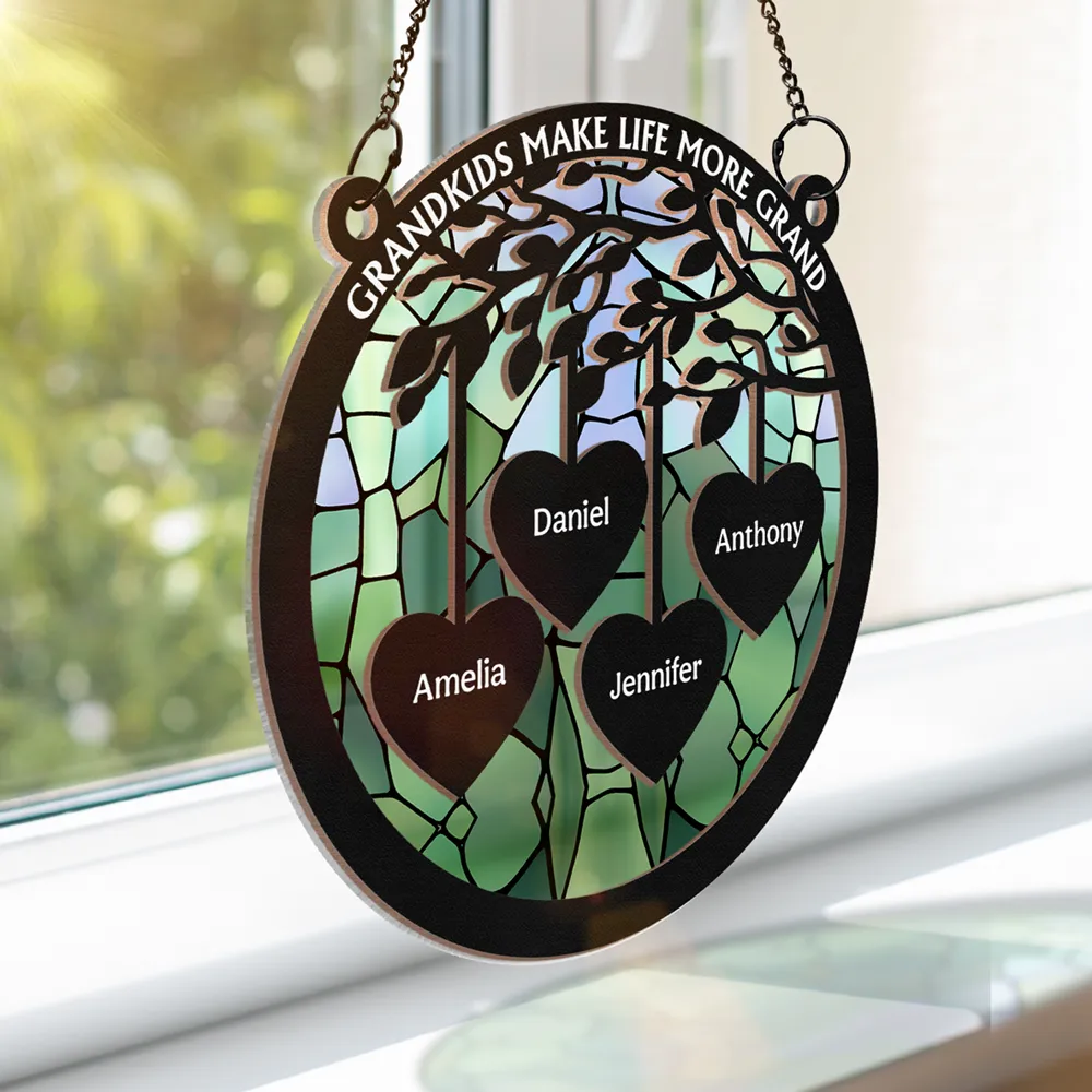 Grandkids Make Life More Grand - Personalized Window Hanging Suncatcher Ornament - Image 3