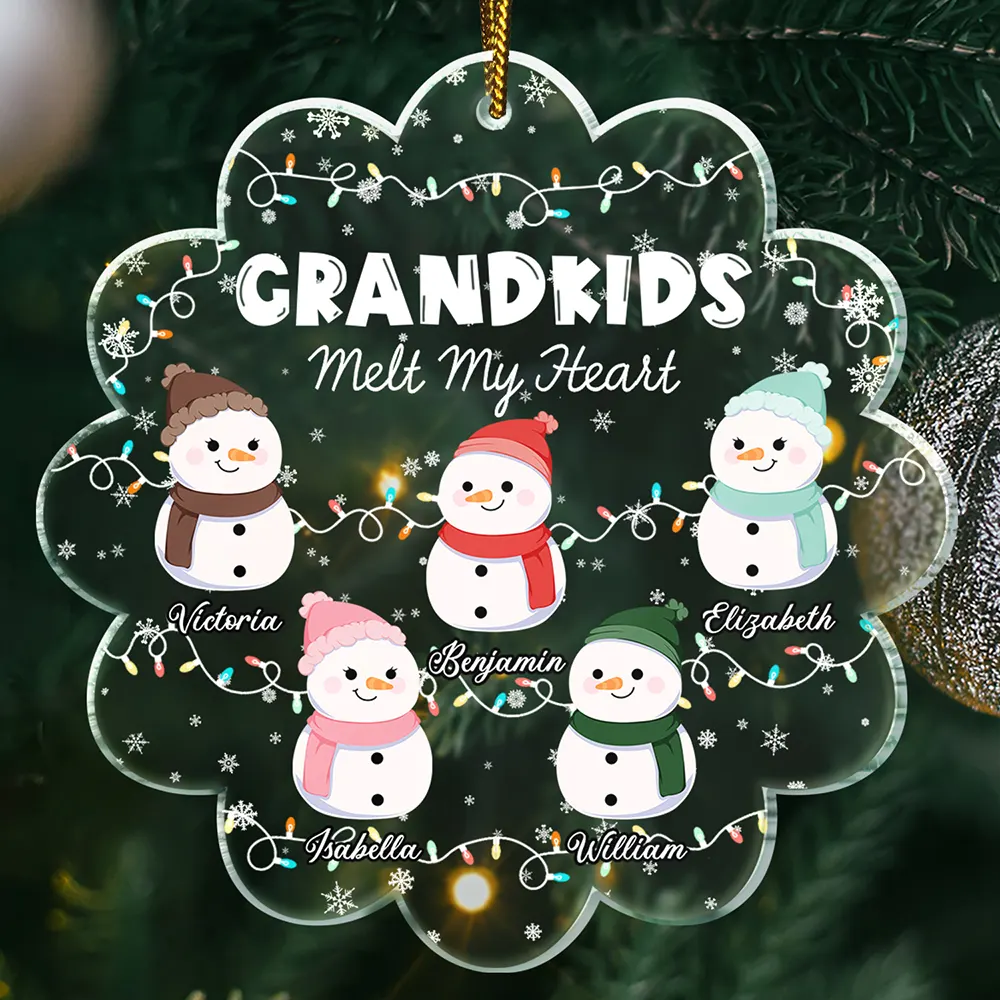 Grandkids Melt My Heart - Personalized Custom Shaped Acrylic Ornament