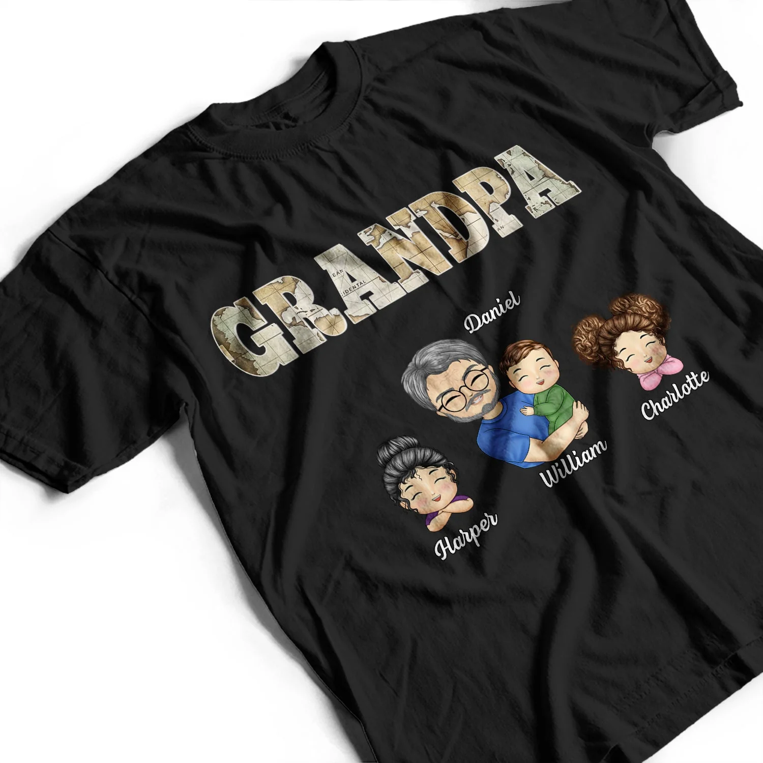 Grandkids Papa Daddy - Gift For Grandpa, Father, Uncle - Personalized T Shirt - Image 3