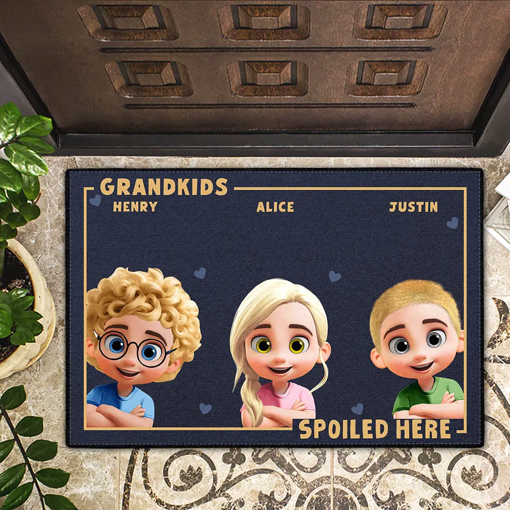 Grandkids Spoiled Here 3D Effect - Personalized Doormat - Image 2