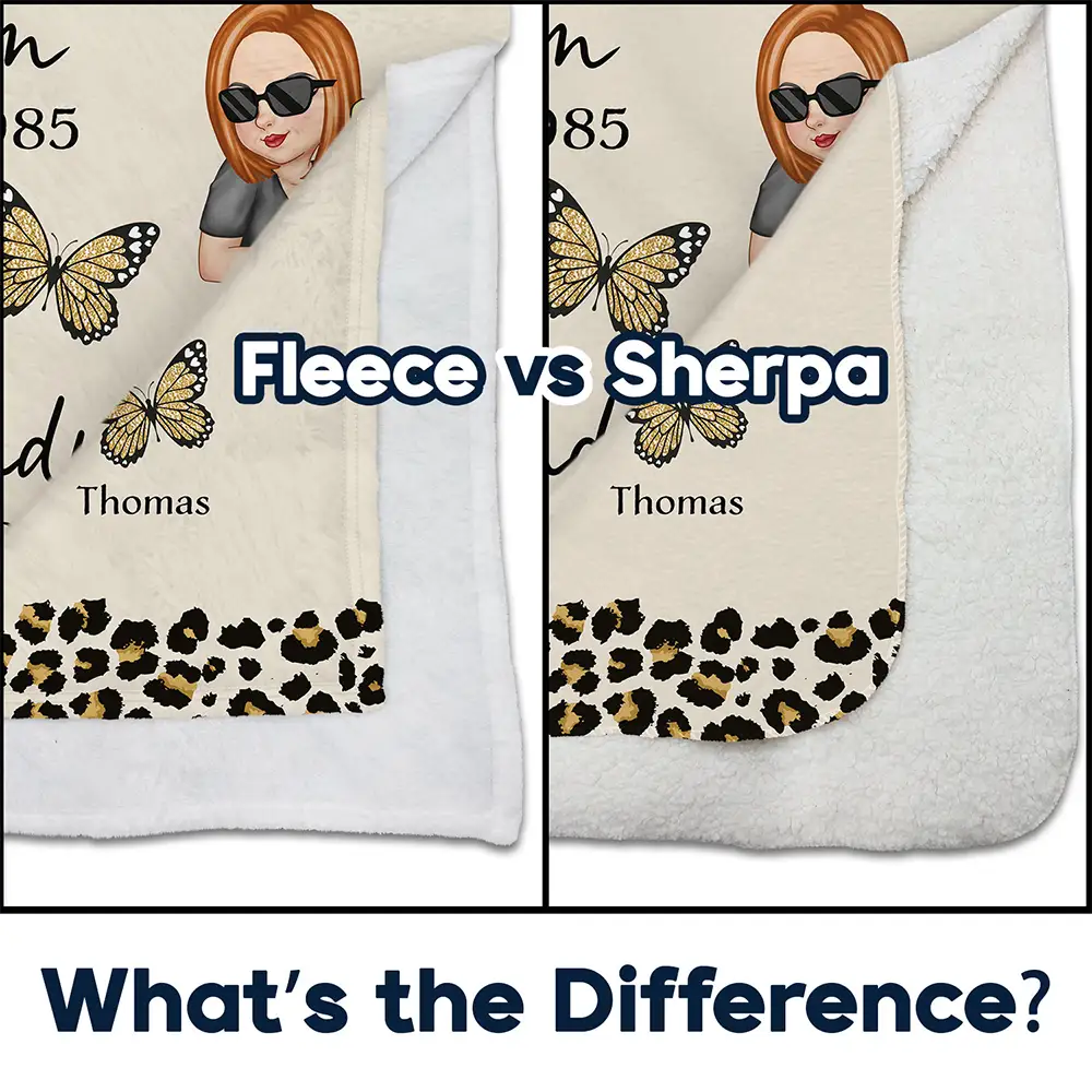 Grandma Butterfly Title - Personalized Fleece Blanket, Sherpa Blanket - Image 4