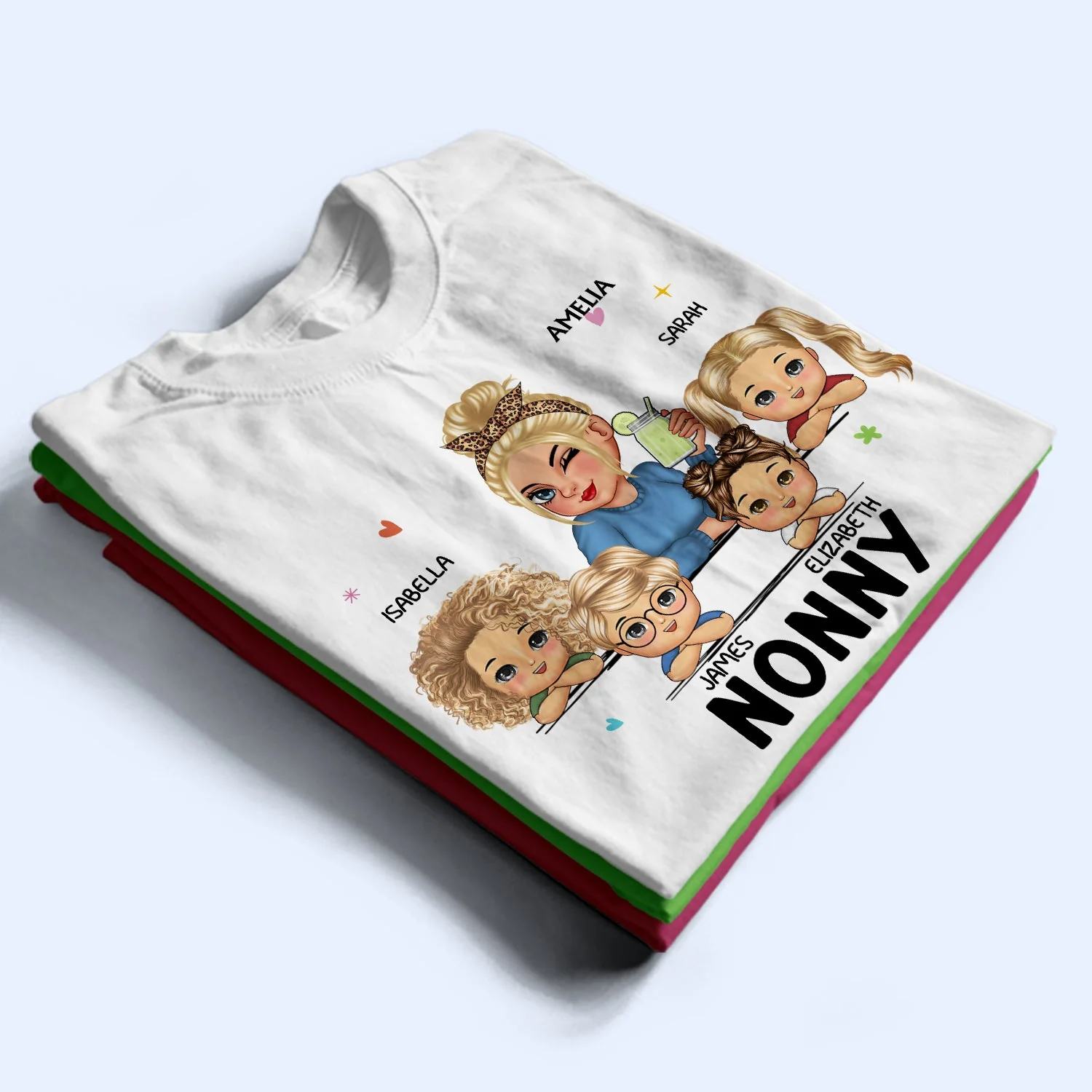 Grandma & Grandkids - Funny, Retirement Gift For Grandma, Mom, Nana, Gigi - Personalized T Shirt - Image 2