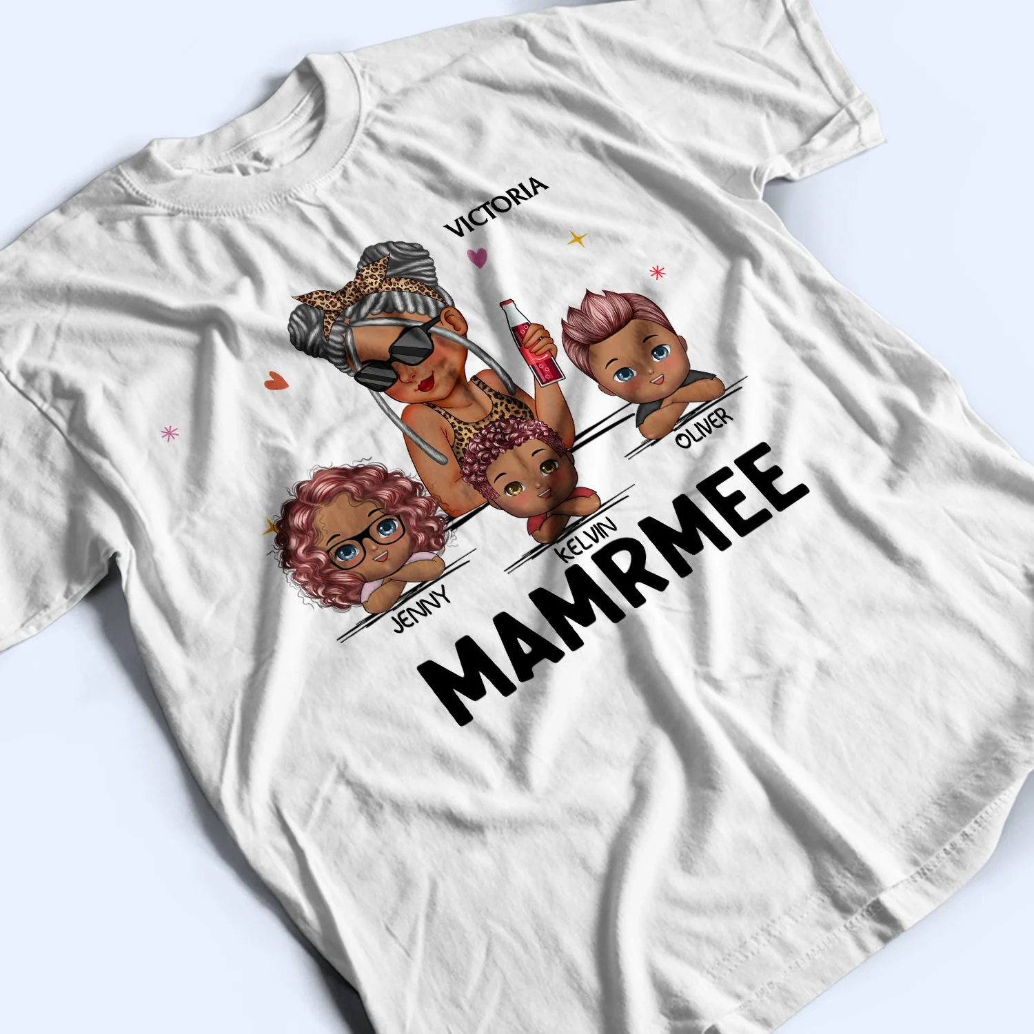 Grandma & Grandkids - Funny, Retirement Gift For Grandma, Mom, Nana, Gigi - Personalized T Shirt - Image 3