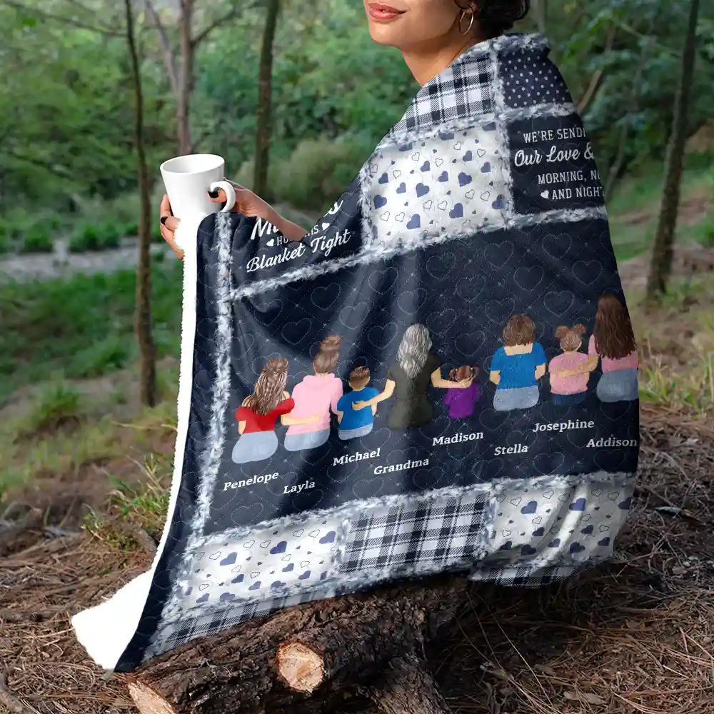Grandma Grandkids Hug This Blanket - Personalized Fleece Blanket, Sherpa Blanket - Image 5
