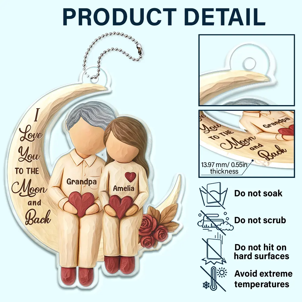 Grandma Grandkids Sitting On The Moon - Personalized Acrylic Car Hanger - Image 5