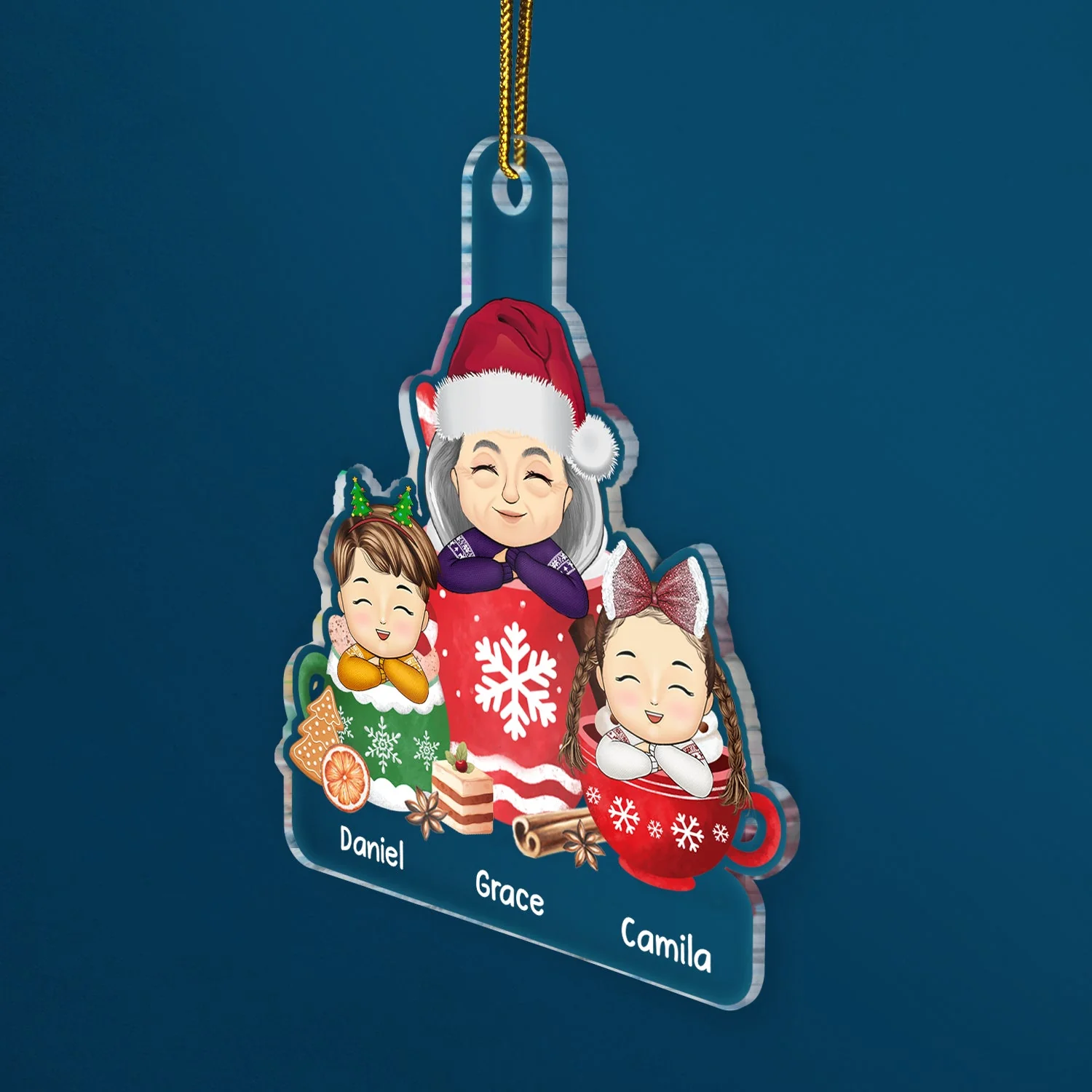 Grandma Grandpa Grandkid Cups - Gift For Grandkids, Kids - Personalized Cutout Acrylic Ornament - Image 2