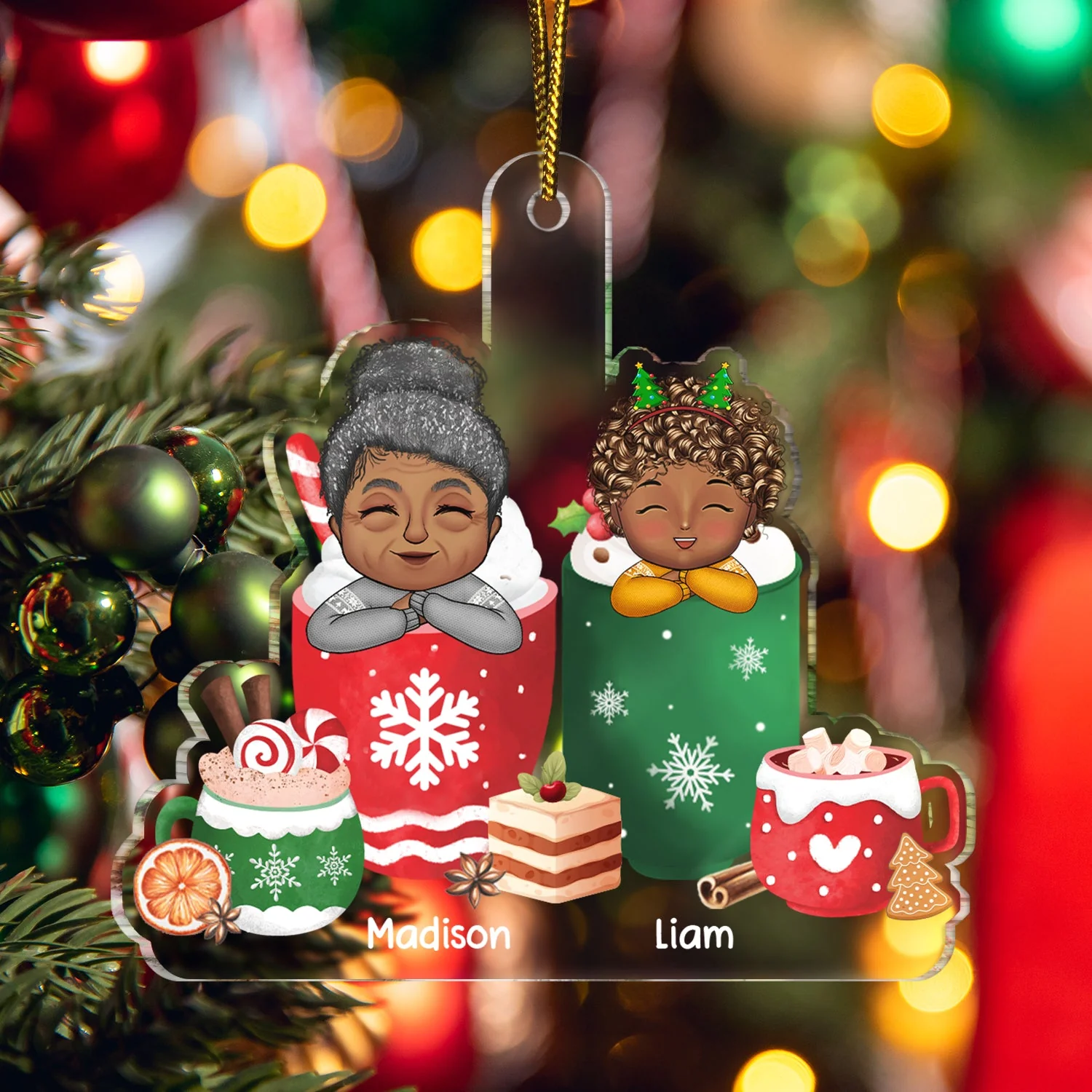 Grandma Grandpa Grandkid Cups - Gift For Grandkids, Kids - Personalized Cutout Acrylic Ornament - Image 5