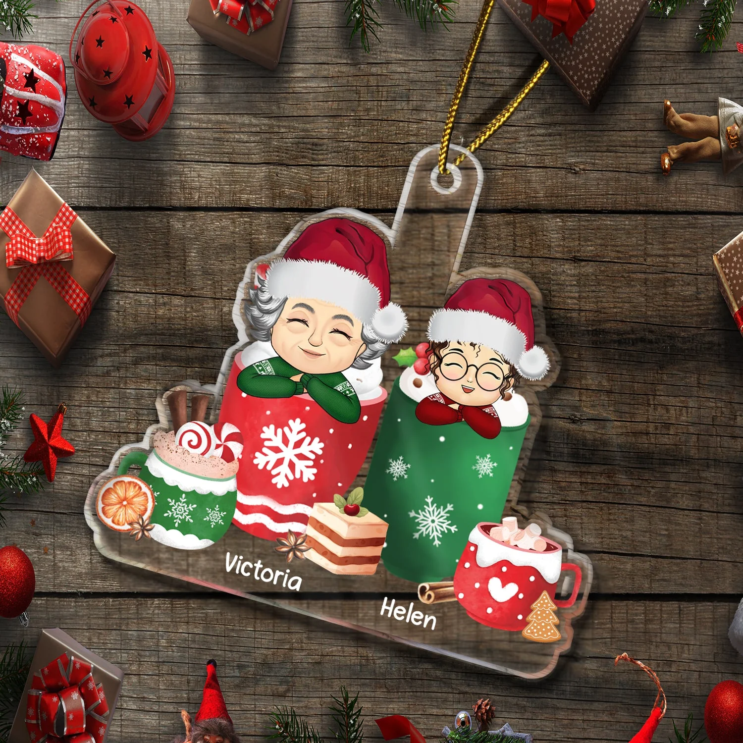 Grandma Grandpa Grandkid Cups - Gift For Grandkids, Kids - Personalized Cutout Acrylic Ornament - Image 6
