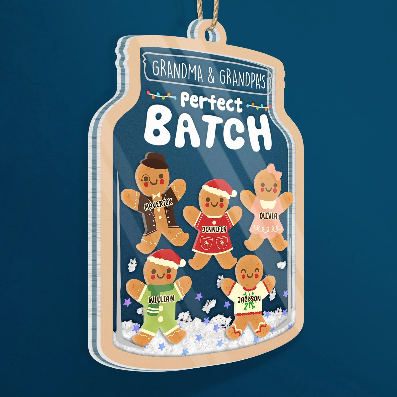 Grandma Grandpa Mom Dad Perfect Batch - Gift For Mom, Dad, Grandparents - Personalized 3-Layered Acrylic Shaker Ornament - Image 2