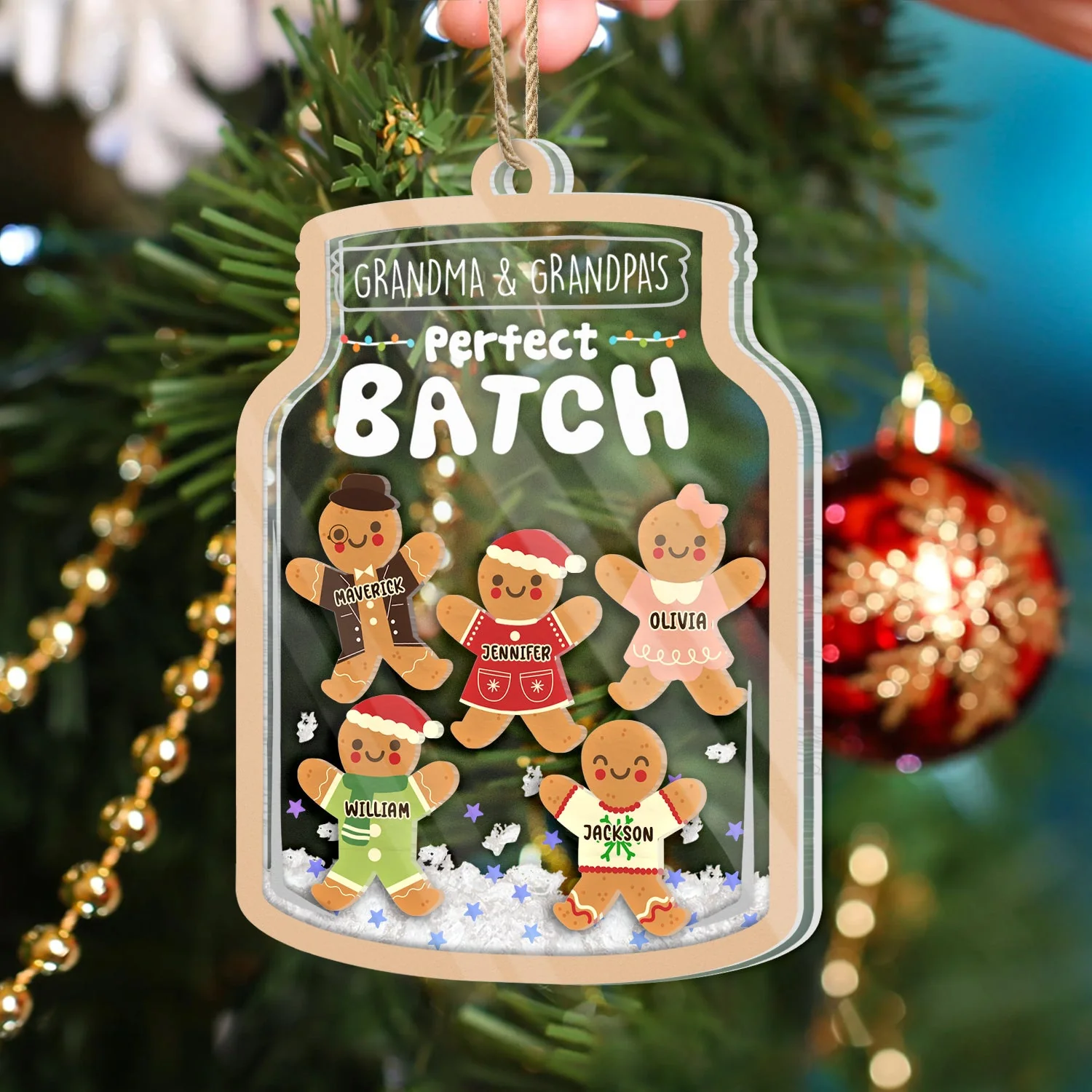 Grandma Grandpa Mom Dad Perfect Batch - Gift For Mom, Dad, Grandparents - Personalized 3-Layered Acrylic Shaker Ornament - Image 4