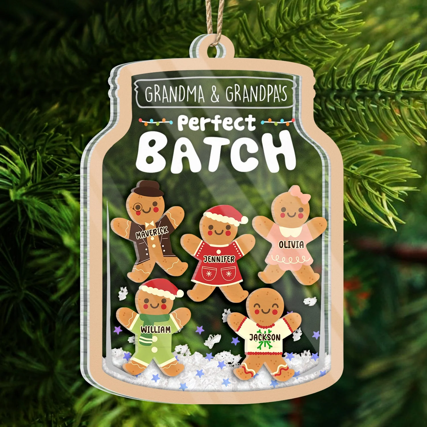 Grandma Grandpa Mom Dad Perfect Batch - Gift For Mom, Dad, Grandparents - Personalized 3-Layered Acrylic Shaker Ornament - Image 5