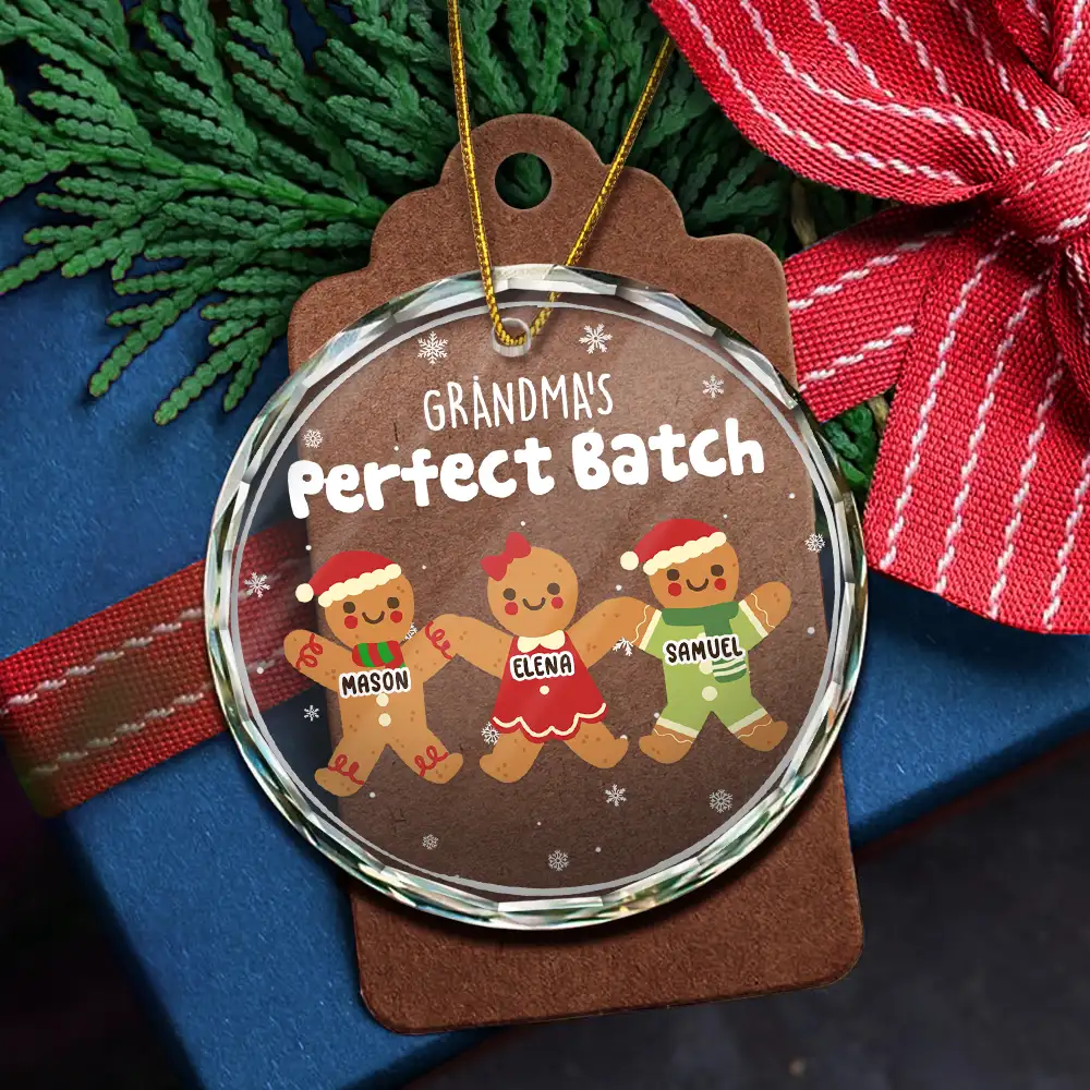 Grandma Grandpa Mom Dad Perfect Batch - Personalized Circle Glass Ornament - Image 5