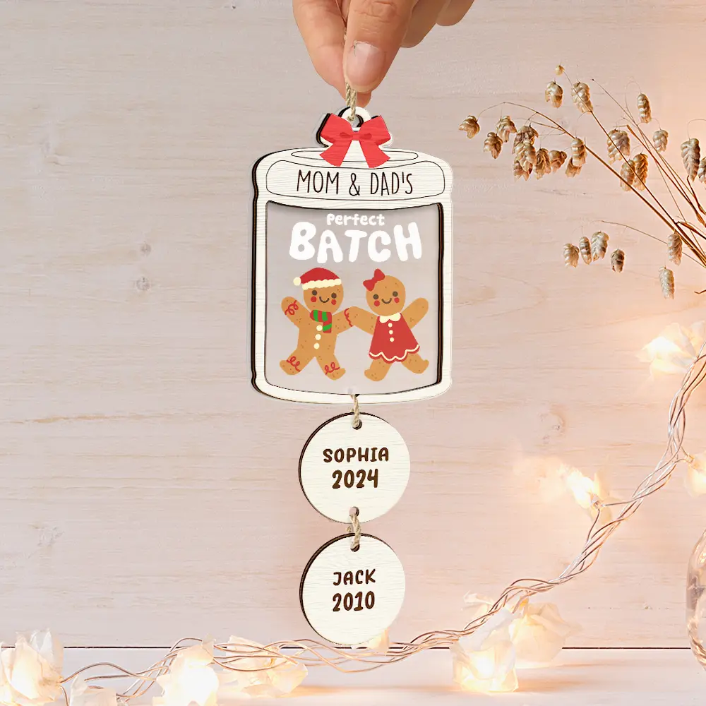 Grandma Grandpa Mom Dad Perfect Patch Cookies - Personalized Mix Ornament With Wooden Tag - Image 2
