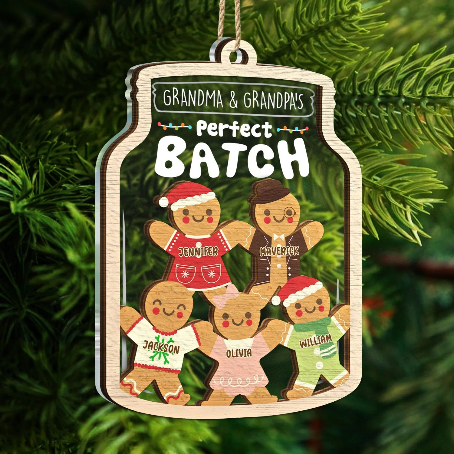 Grandma Grandpa Mom Dad Perfect Patch - Gift For Mom, Dad, Grandparents - Personalized 2-Layered Mix Ornament - Image 5