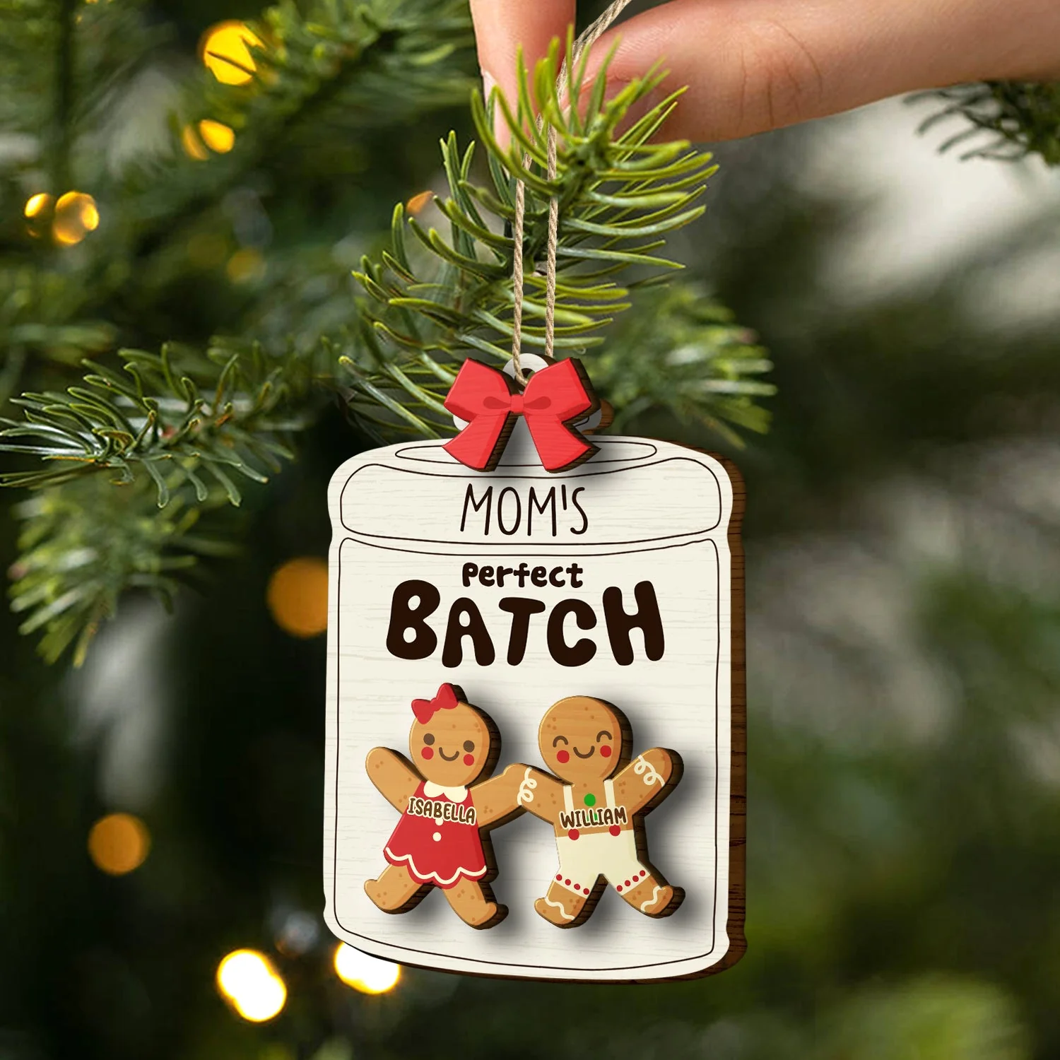 Grandma Grandpa Mom Dad Perfect Patch - Gift For Mom, Dad, Grandparents - Personalized 2-Layered Wooden Ornament - Image 2