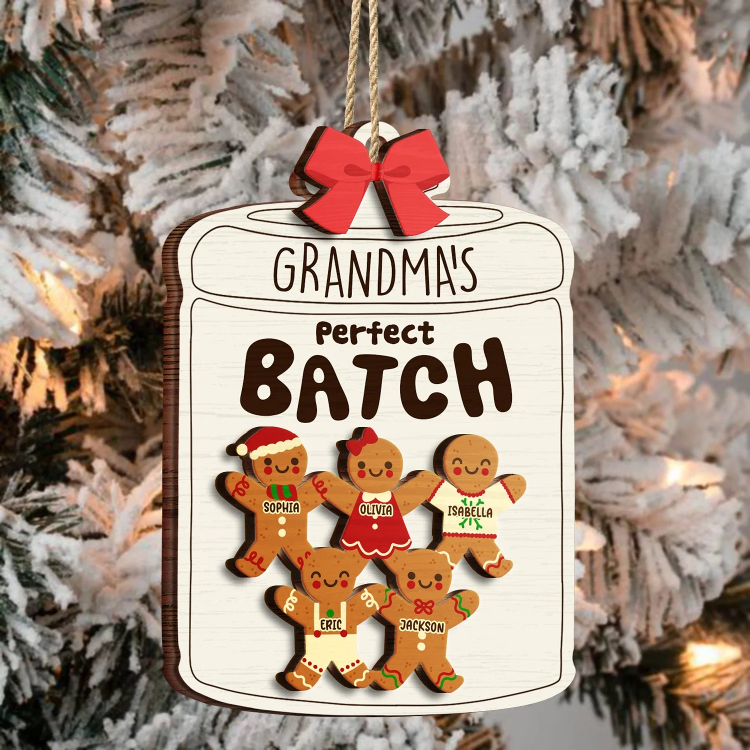 Grandma Grandpa Mom Dad Perfect Patch - Gift For Mom, Dad, Grandparents - Personalized 2-Layered Wooden Ornament - Image 3