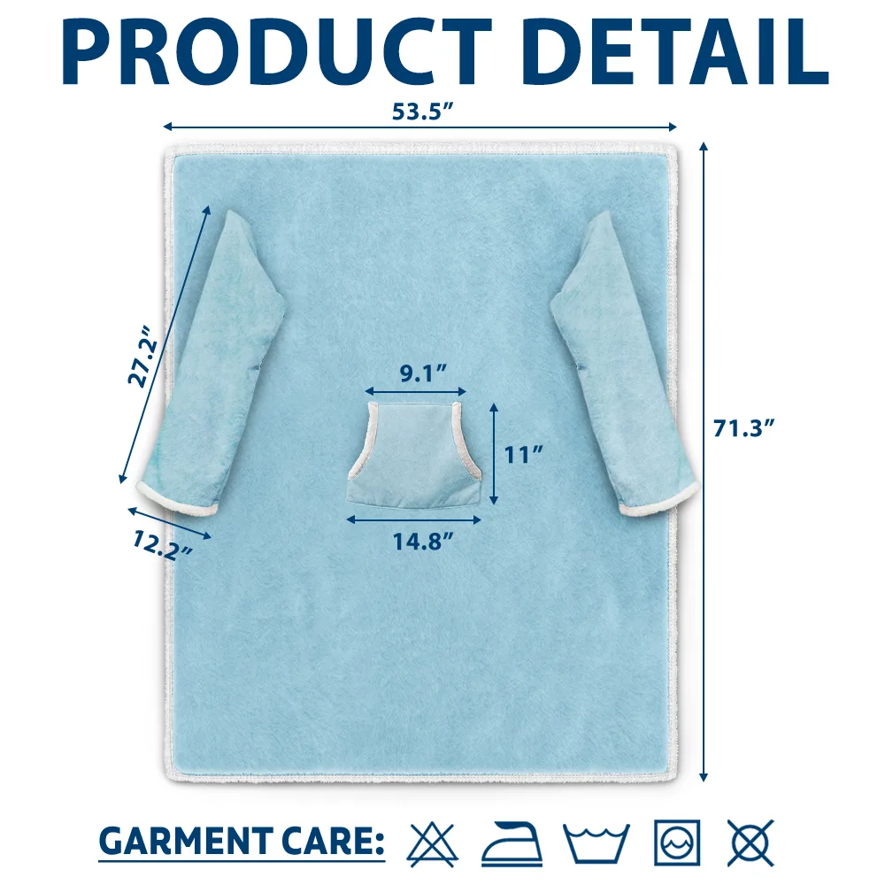 Grandma Grandpa My Grandkid Cuddling - Personalized Wearable Blanket With Sleeves - Image 4