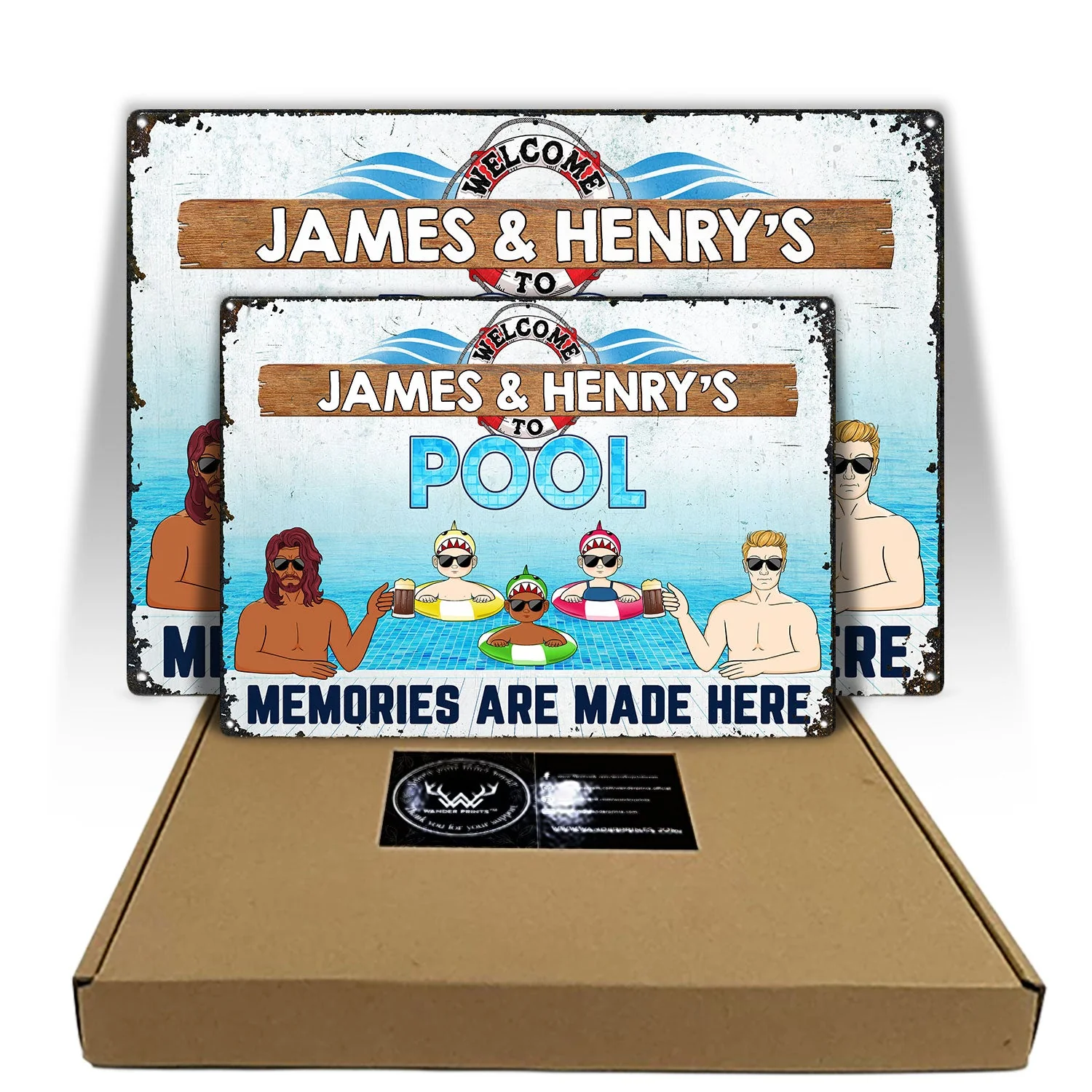 Grandma & Grandpa Swimming Pool Memories Are Made Here - Gift For Grandparents - Personalized Custom Classic Metal Signs - Image 5